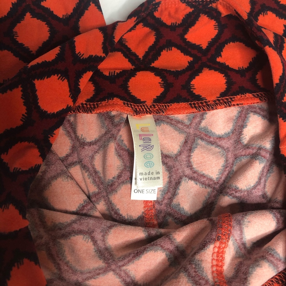 Lularoe Bundle 2 Pairs Orange Patterned Os Legging - image 7